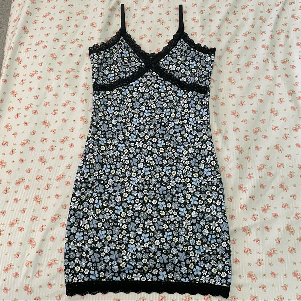 h&m floral lace bow mini dress